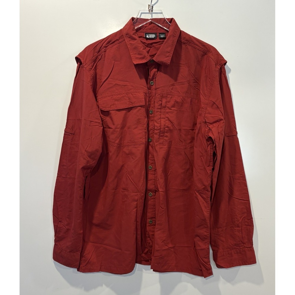 Eastern Mountain Sports Mens XL Red Nylon Hiking Long Sleeve Shirt S14M0281
